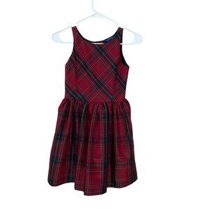 Polo Ralph Lauren Plaid Girl's Dress Size 10 Red Lined Sleeveless Preppy Holiday